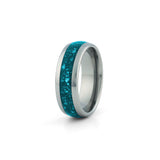 8mm silver turquoise ring wide band tungsten