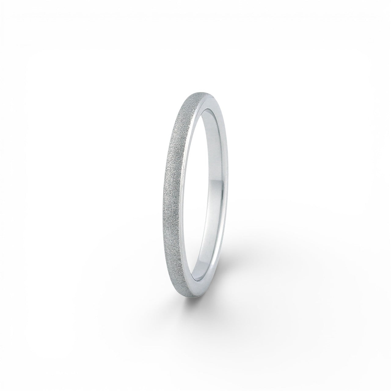 2mm silver tungsten wedding band with sandblasted finish