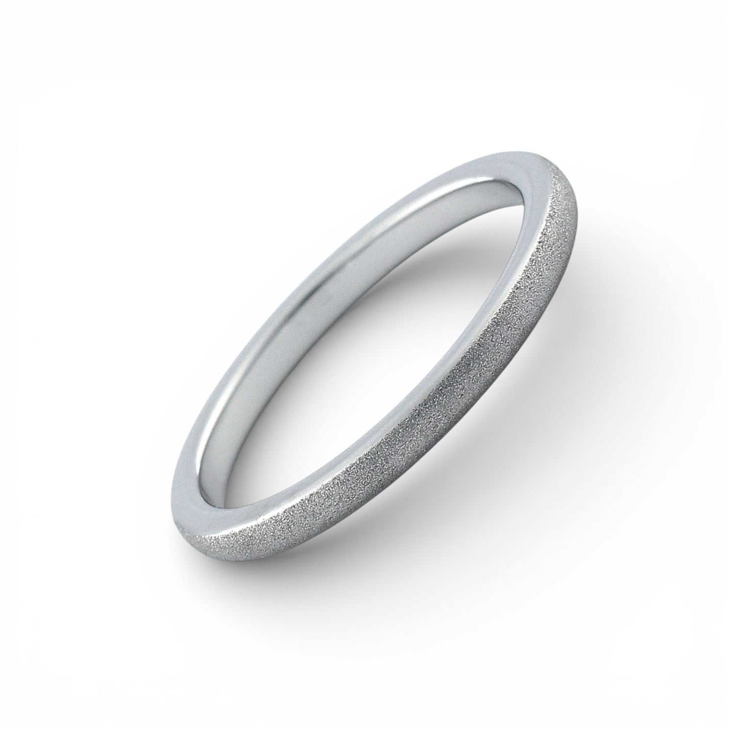 thin silver tungsten wedding ring polished interior