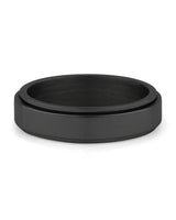 Front view of black stainless steel fidget ring