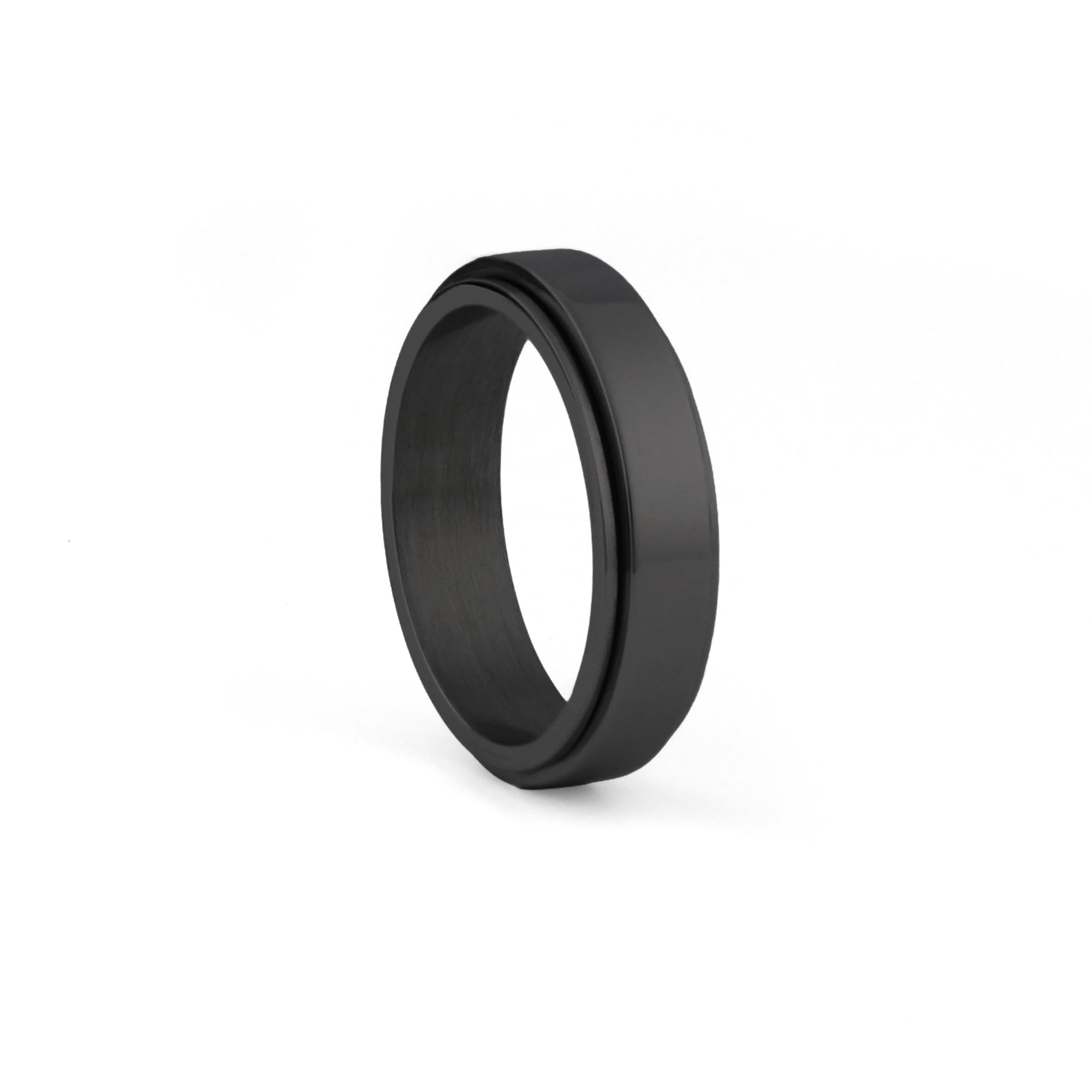 mens fidget ring stainless steel black