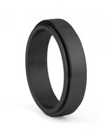 Black stainless steel spinner ring shown at an angle