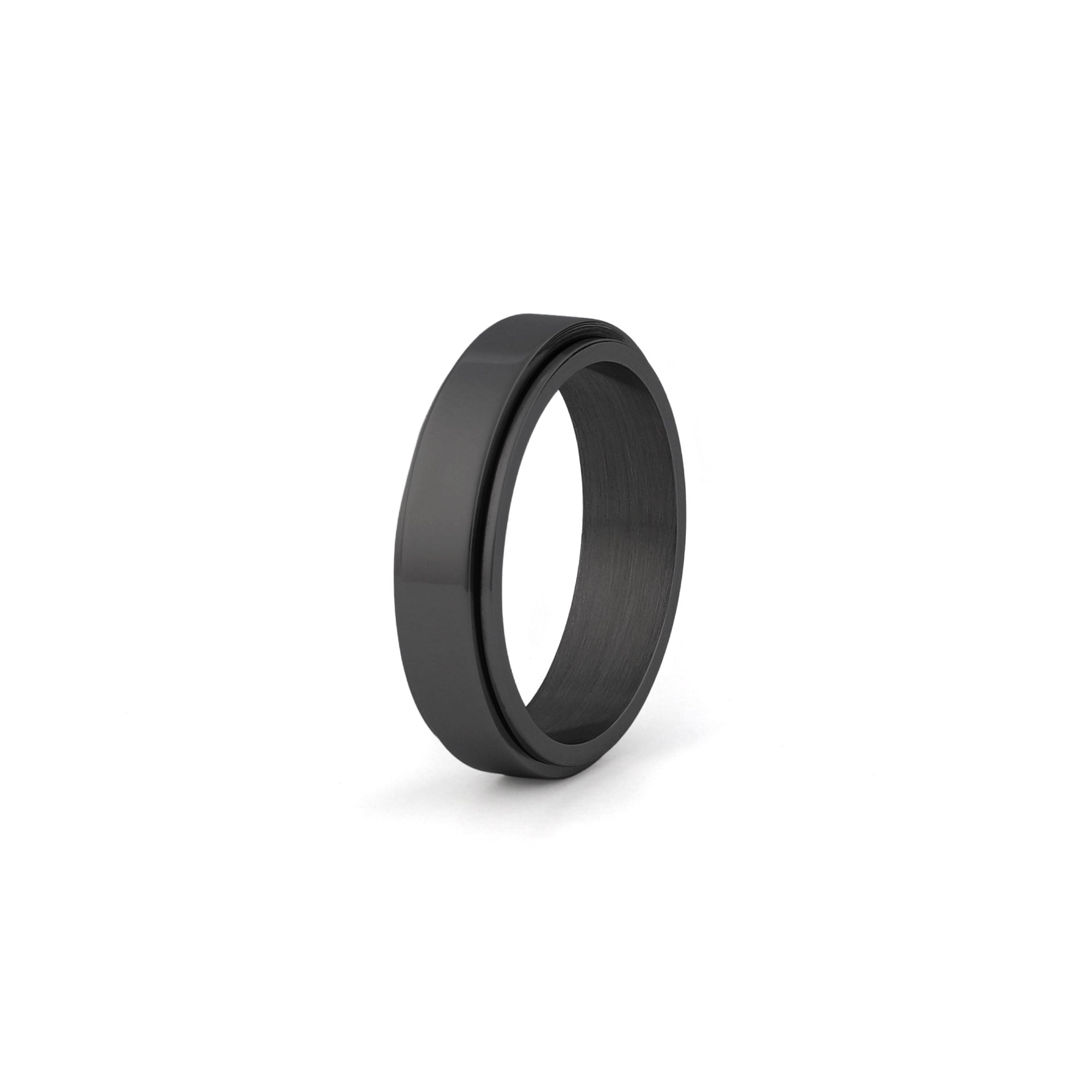 black stainless steel fidget ring for men