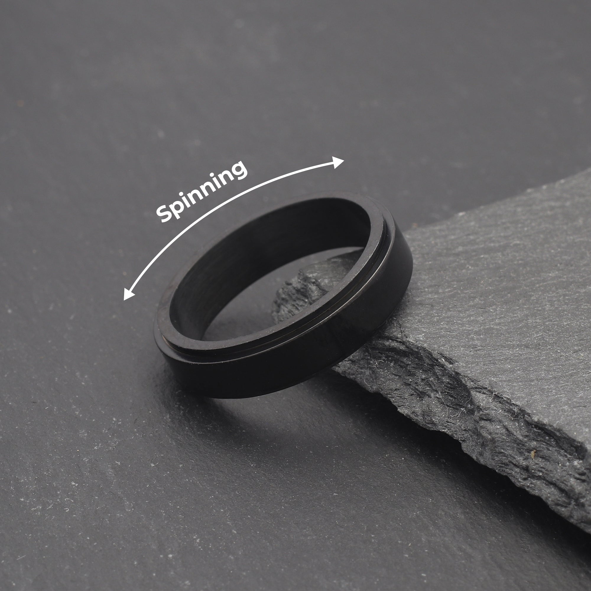 mens fidget ring stainless steel black