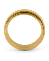 Side view of gold stainless steel spinner ring