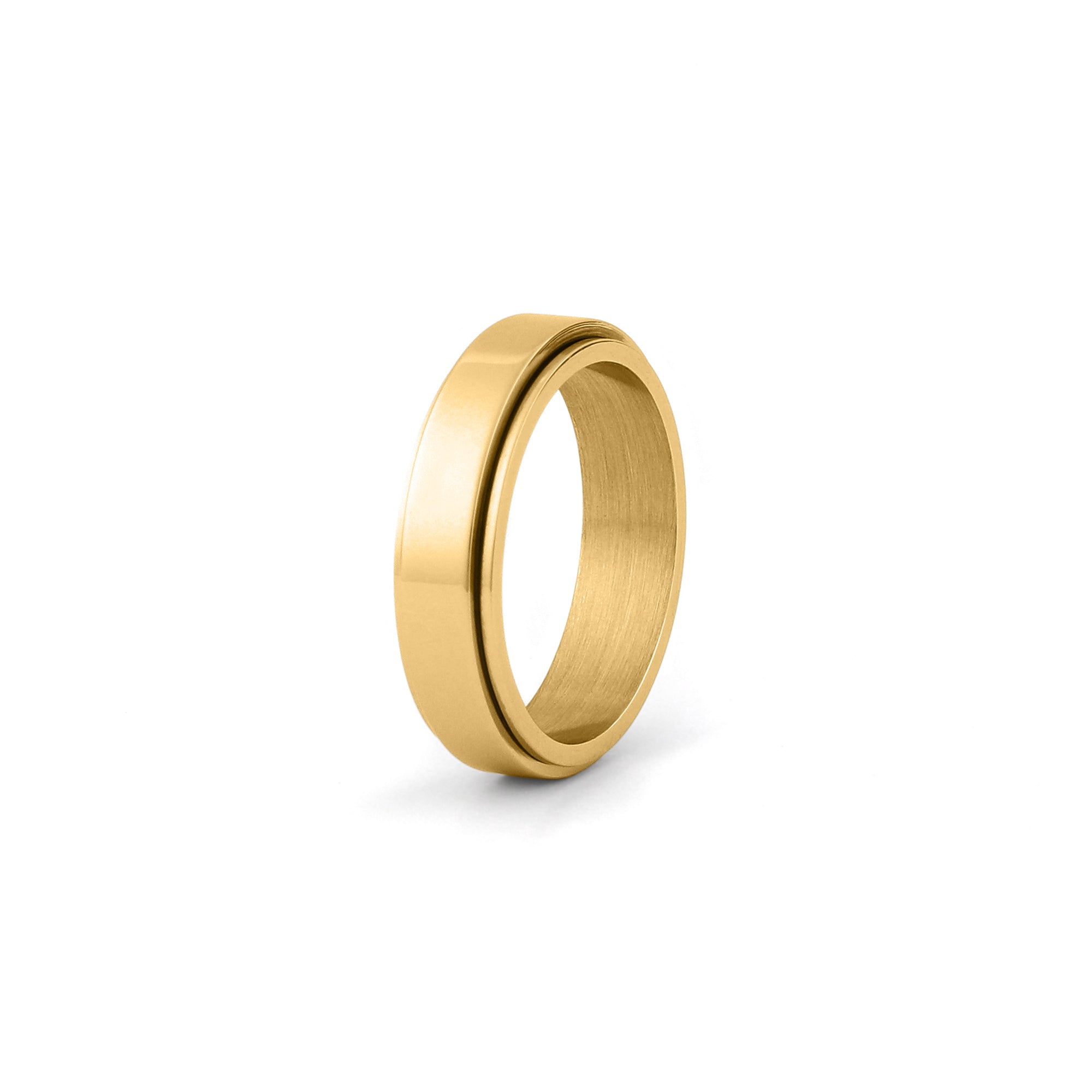 gold stainless steel fidget ring for men