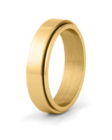 Gold stainless steel spinner fidget ring for men