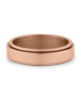 Front view of rose gold stainless steel fidget ring