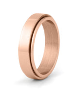 Rose gold stainless steel spinner fidget ring for men