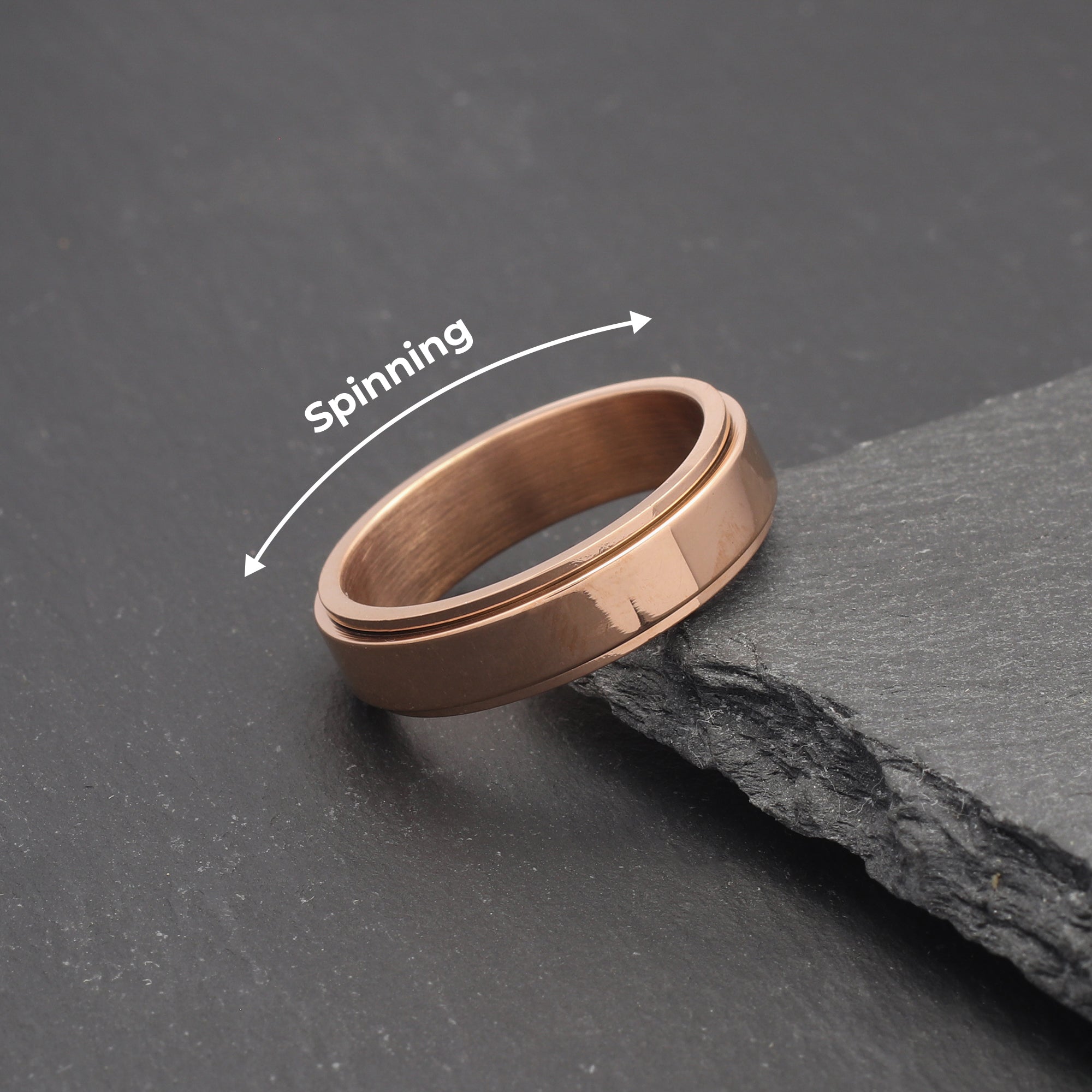 mens fidget ring rose gold finish