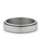 Front view of silver stainless steel fidget ring