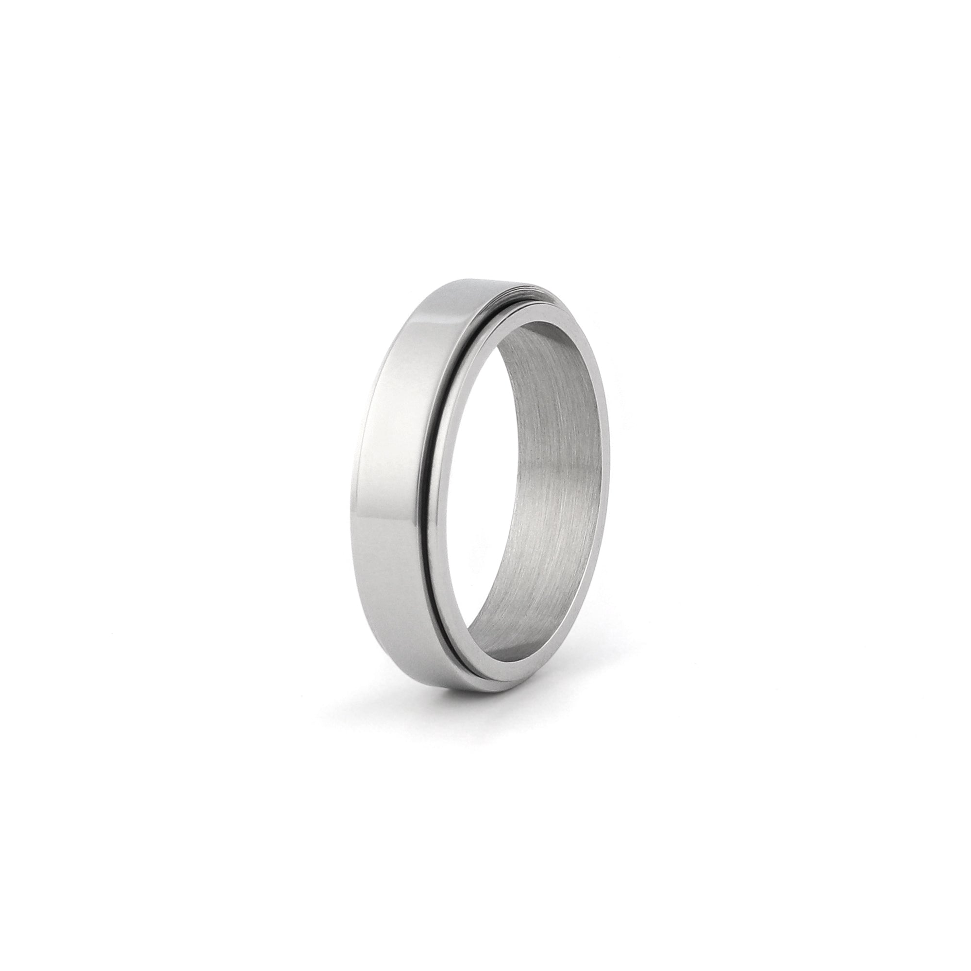silver stainless steel fidget ring for men