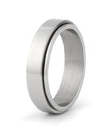 Silver stainless steel spinner fidget ring for men