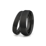 black titanium wedding band set matching couples rings