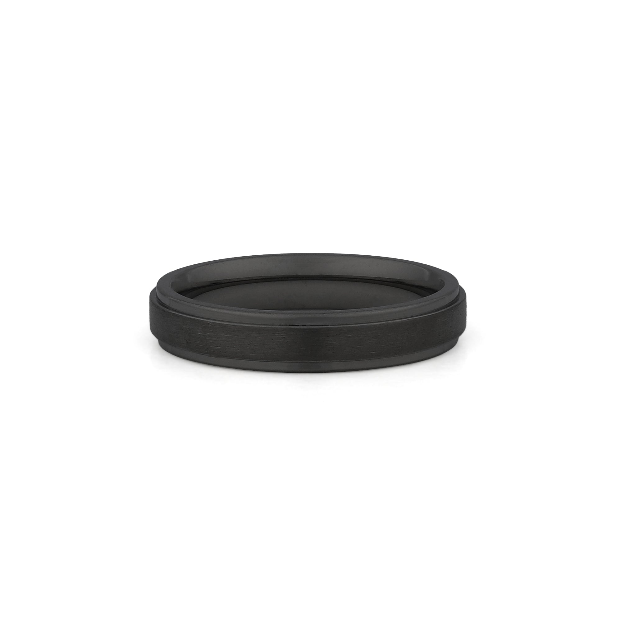 black titanium wedding band stepped edge 4mm