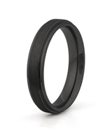 Black stepped titanium wedding ring, 4mm band