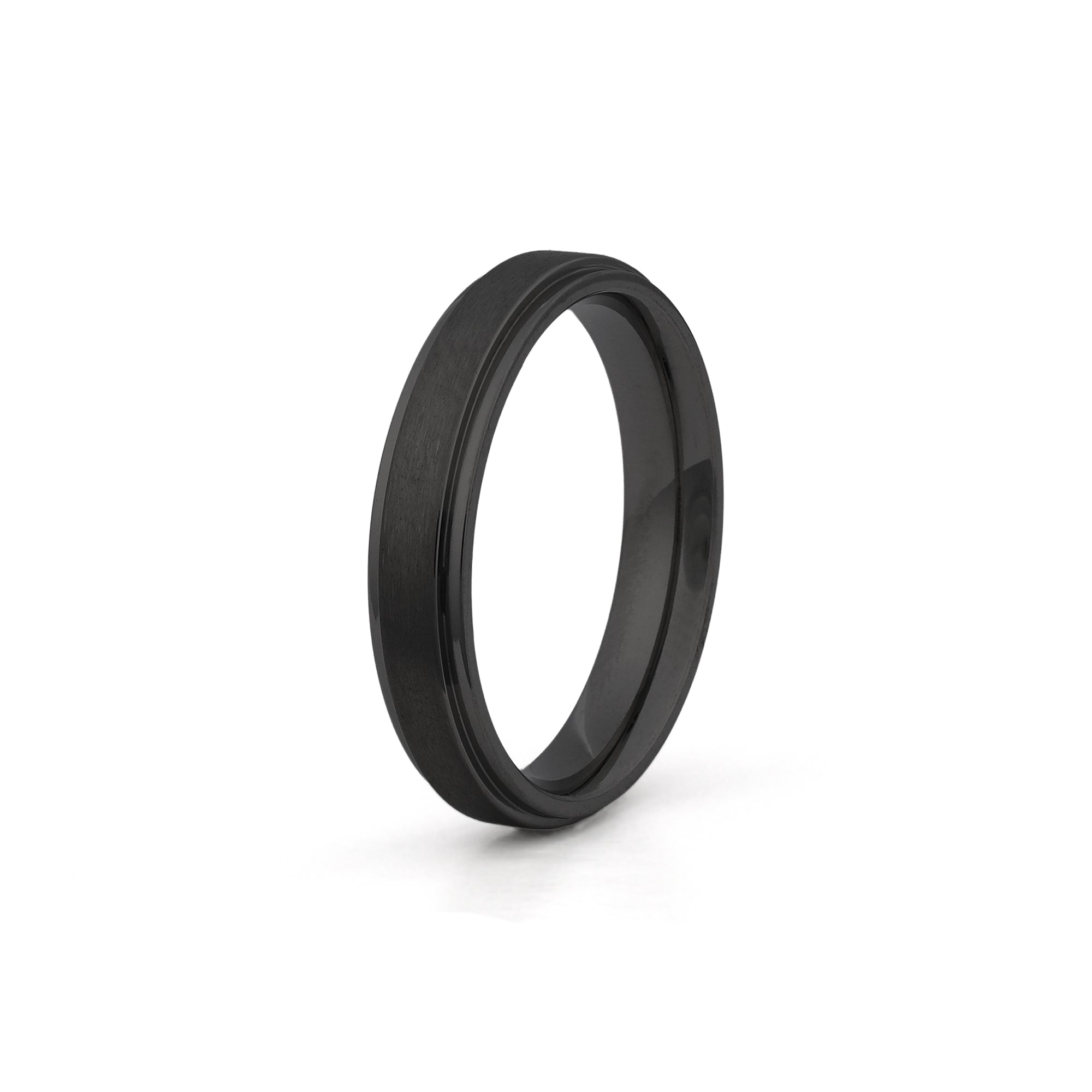black titanium matching wedding bands brushed centre