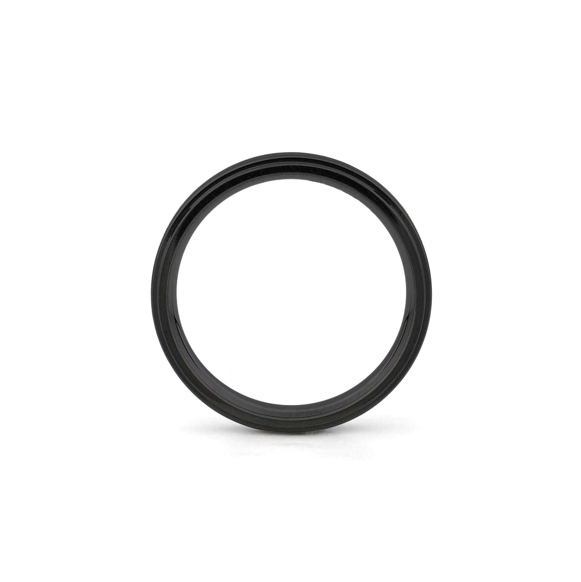 black titanium wedding band stepped edge 4mm
