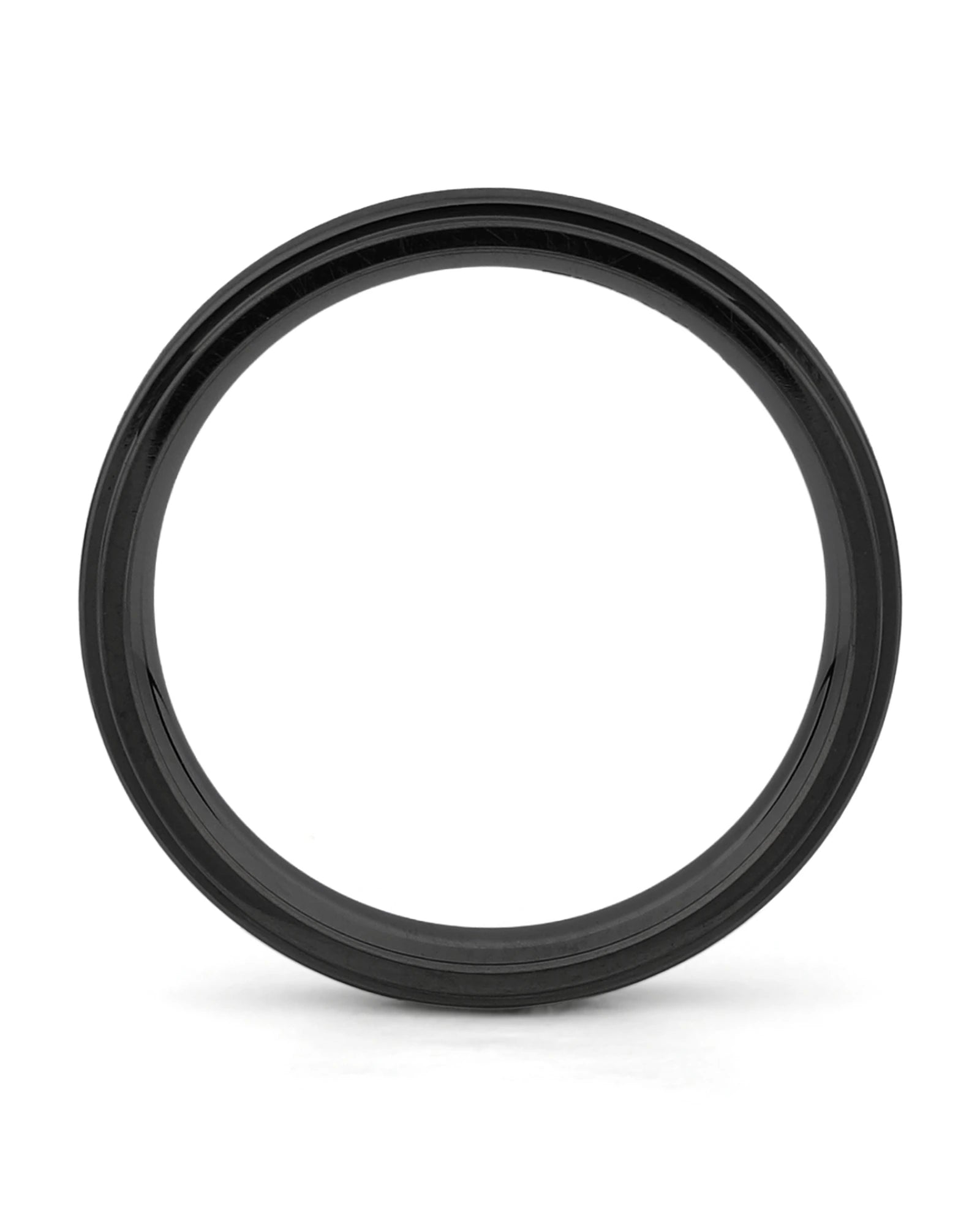 Side view of black 4mm stepped titanium wedding ring