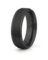 Black stepped titanium wedding ring for men, 6mm band