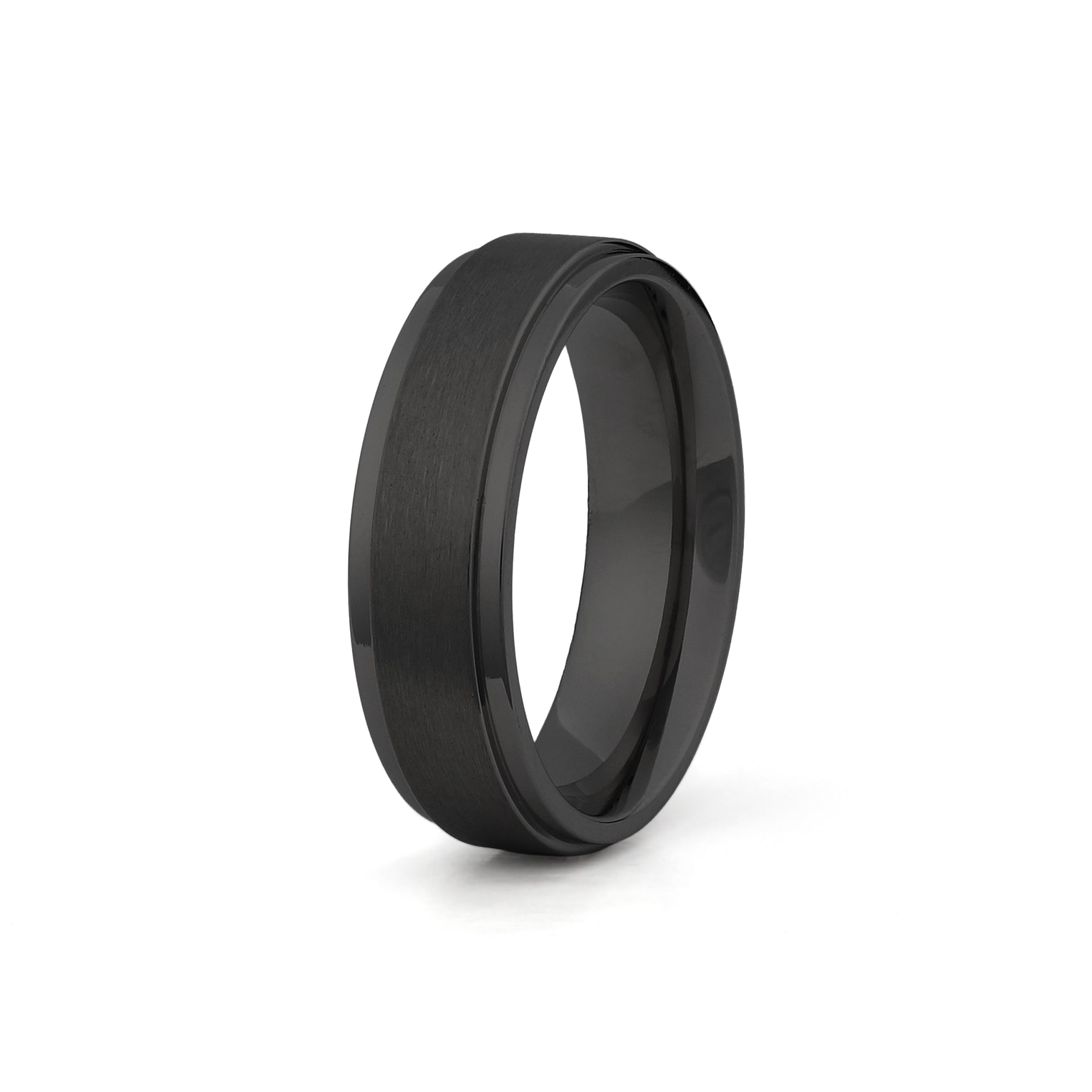 his and hers titanium wedding rings black stepped edge