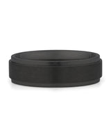 Front view of black 6mm stepped titanium wedding band