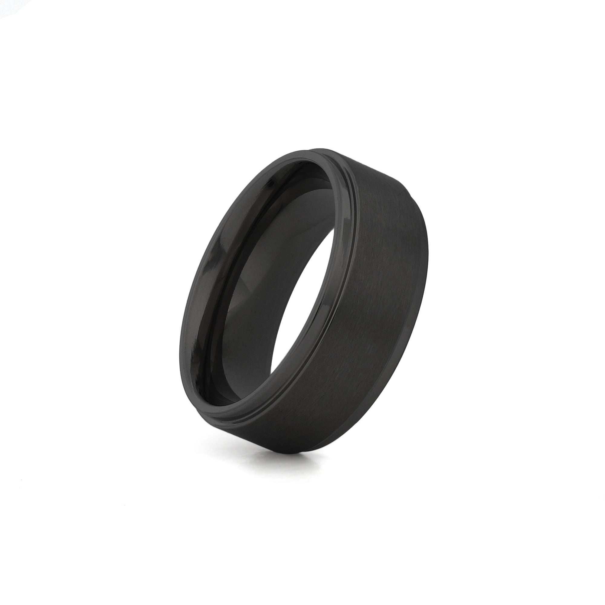 mens 8mm stepped edge titanium wedding ring