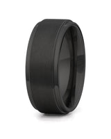 Black stepped titanium wedding ring for men, 8mm band