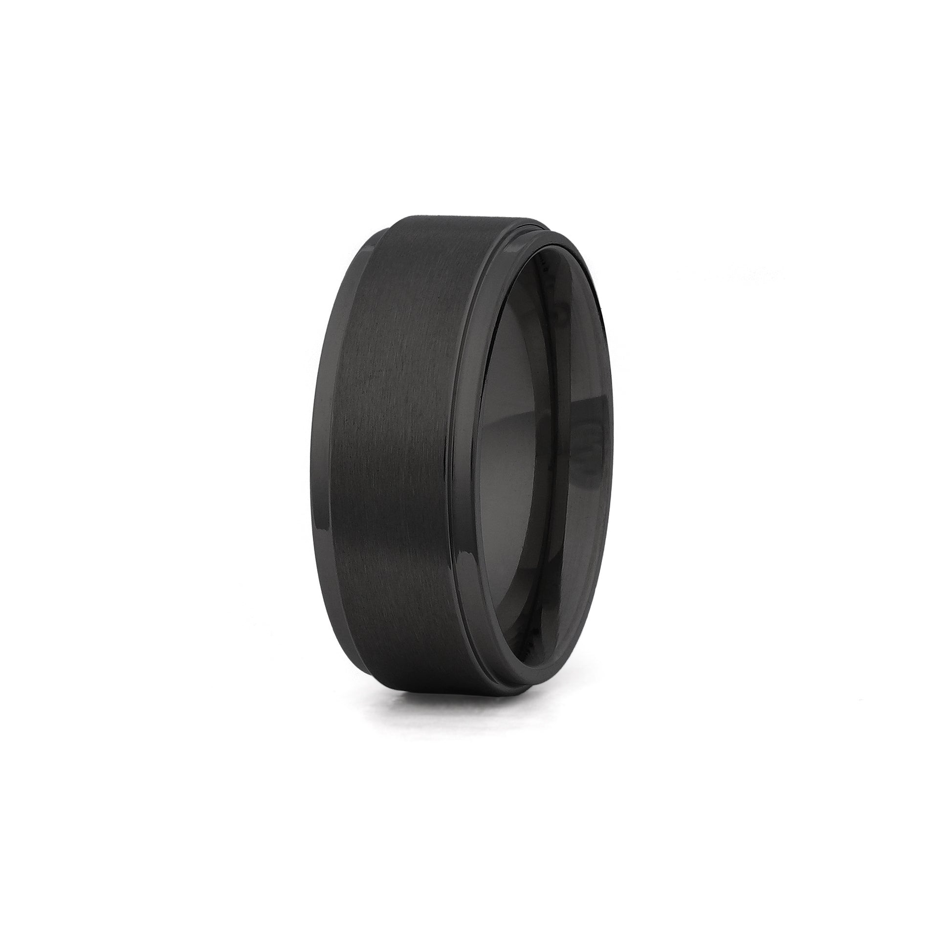 his and hers titanium wedding rings black stepped edge