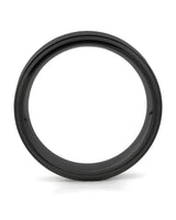 Side view of black 8mm stepped titanium wedding ring