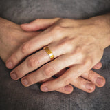 close up of a titanium band ring for him