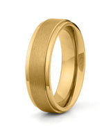 Gold stepped titanium wedding ring for men, 6mm band