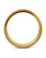 Side view of gold 6mm stepped titanium wedding ring