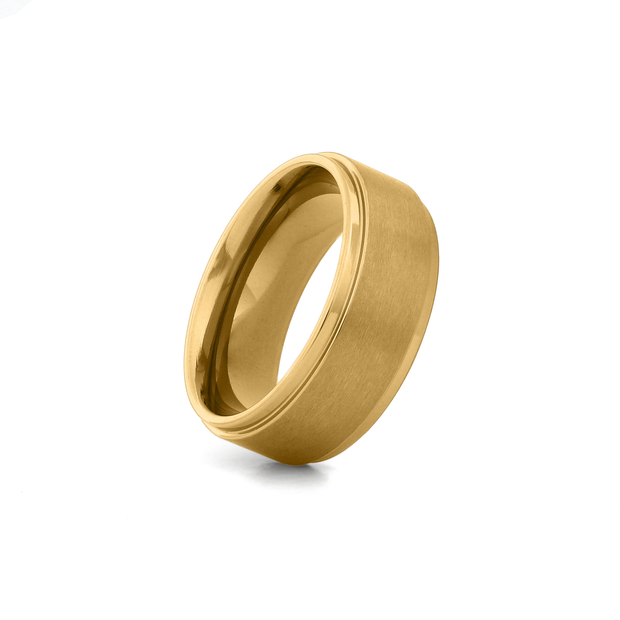 8mm stepped edge titanium wedding ring