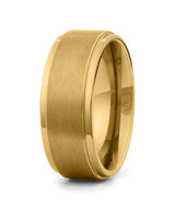 Gold stepped titanium wedding ring for men, 8mm band
