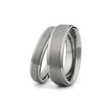 silver titanium wedding band set matching rings