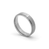 reverse view of a simple silver titanium wedding ring for men