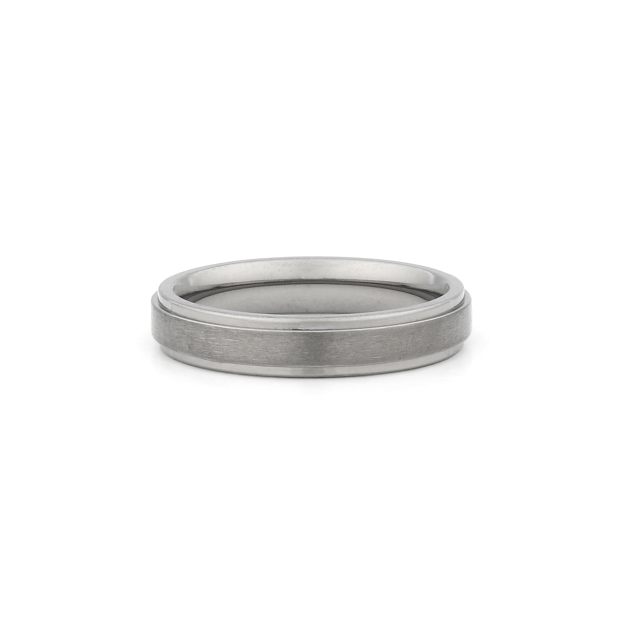 mens titanium ring polished edge brushed centre
