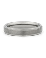 Front view of silver 4mm stepped titanium wedding band