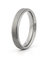 Silver stepped titanium wedding ring, 4mm band