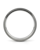 Side view of silver 4mm stepped titanium wedding ring