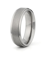 Silver stepped titanium wedding ring for men, 6mm band