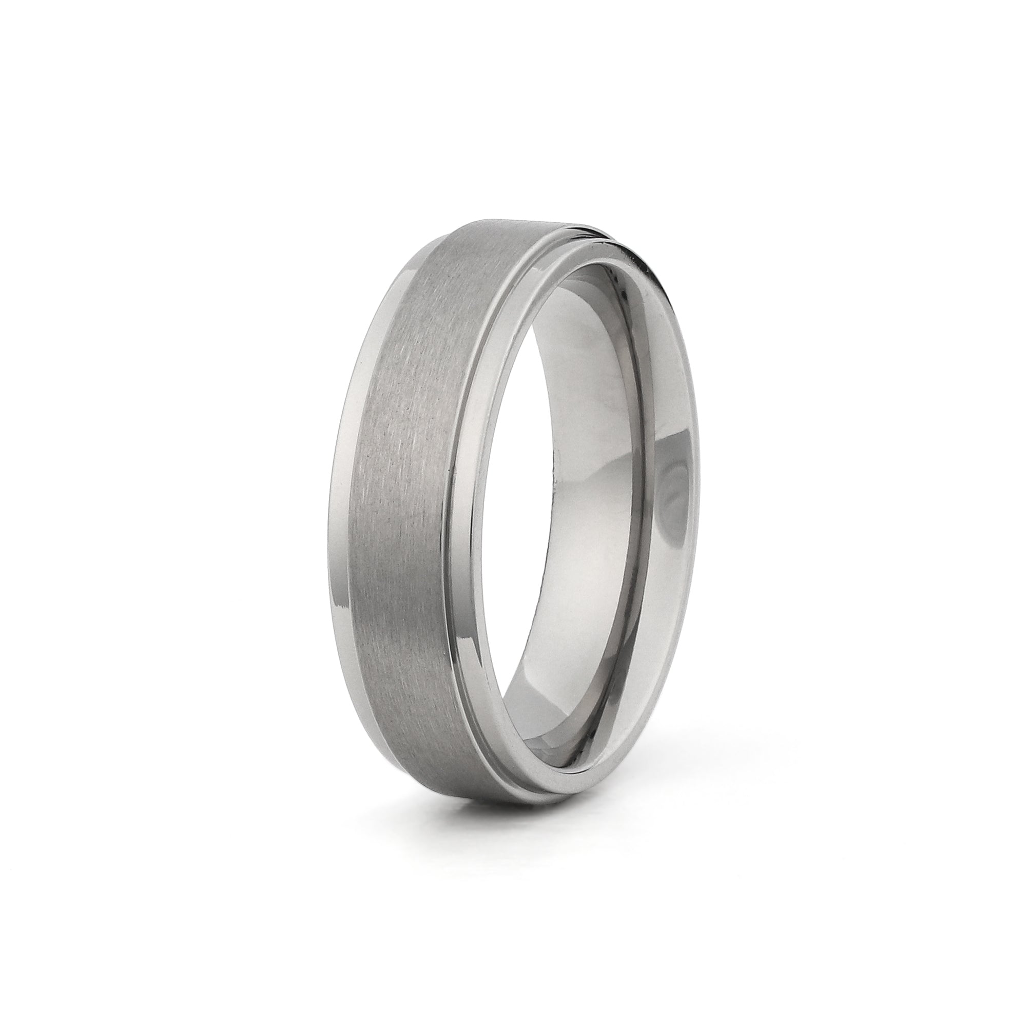 his and hers titanium wedding bands silver stepped edge