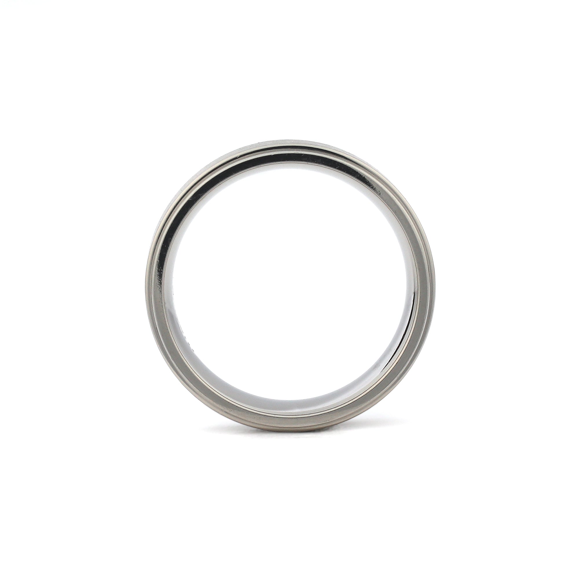 mens titanium ring polished edge brushed centre