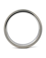 Side view of silver 6mm stepped titanium wedding ring