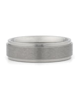 Front view of silver 6mm stepped titanium wedding band