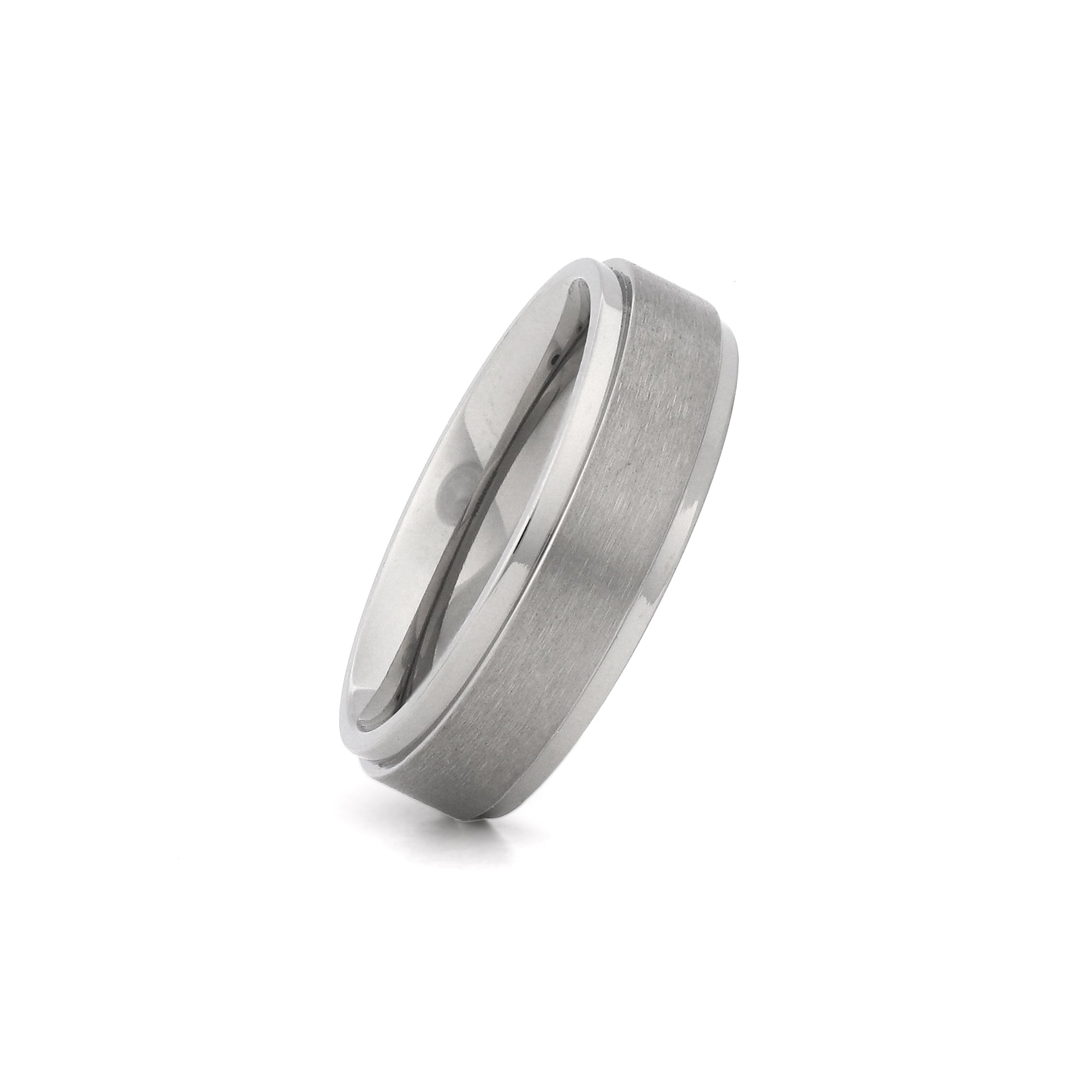 mens titanium ring polished edge brushed centre