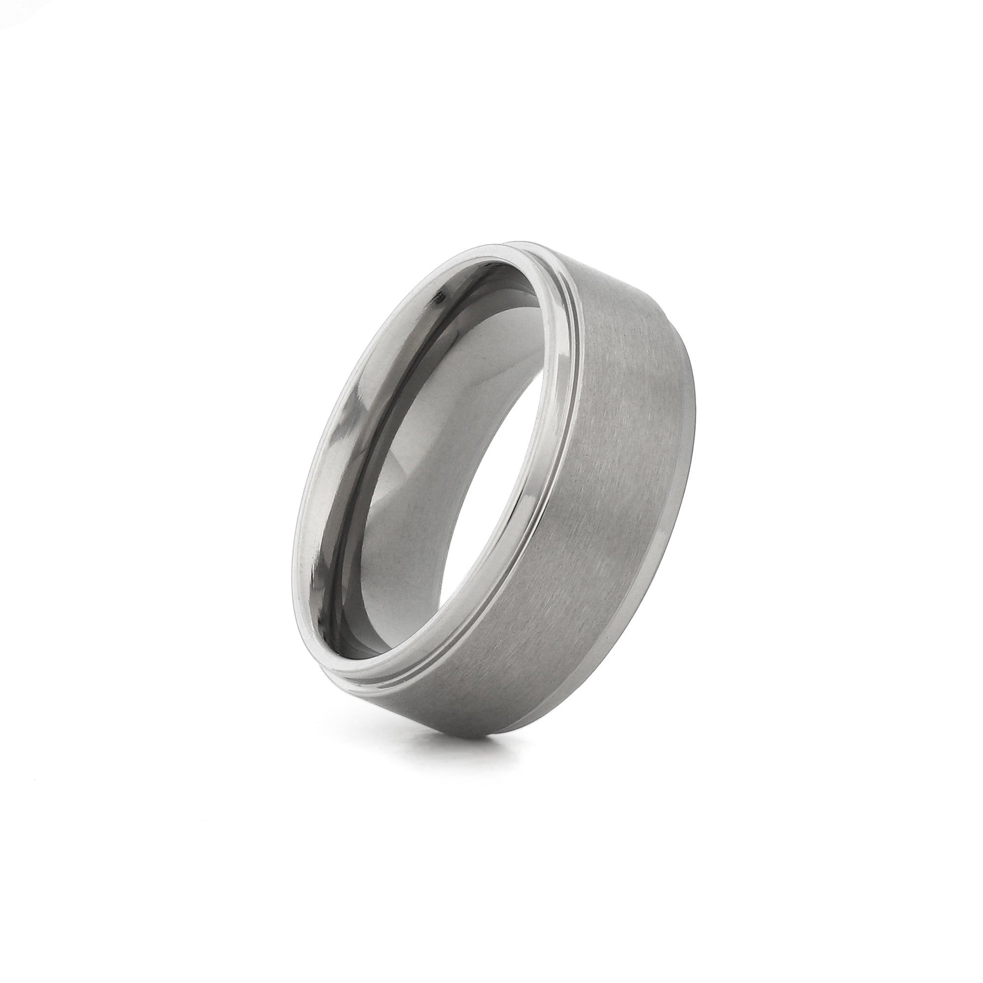 mens titanium ring polished edge brushed centre