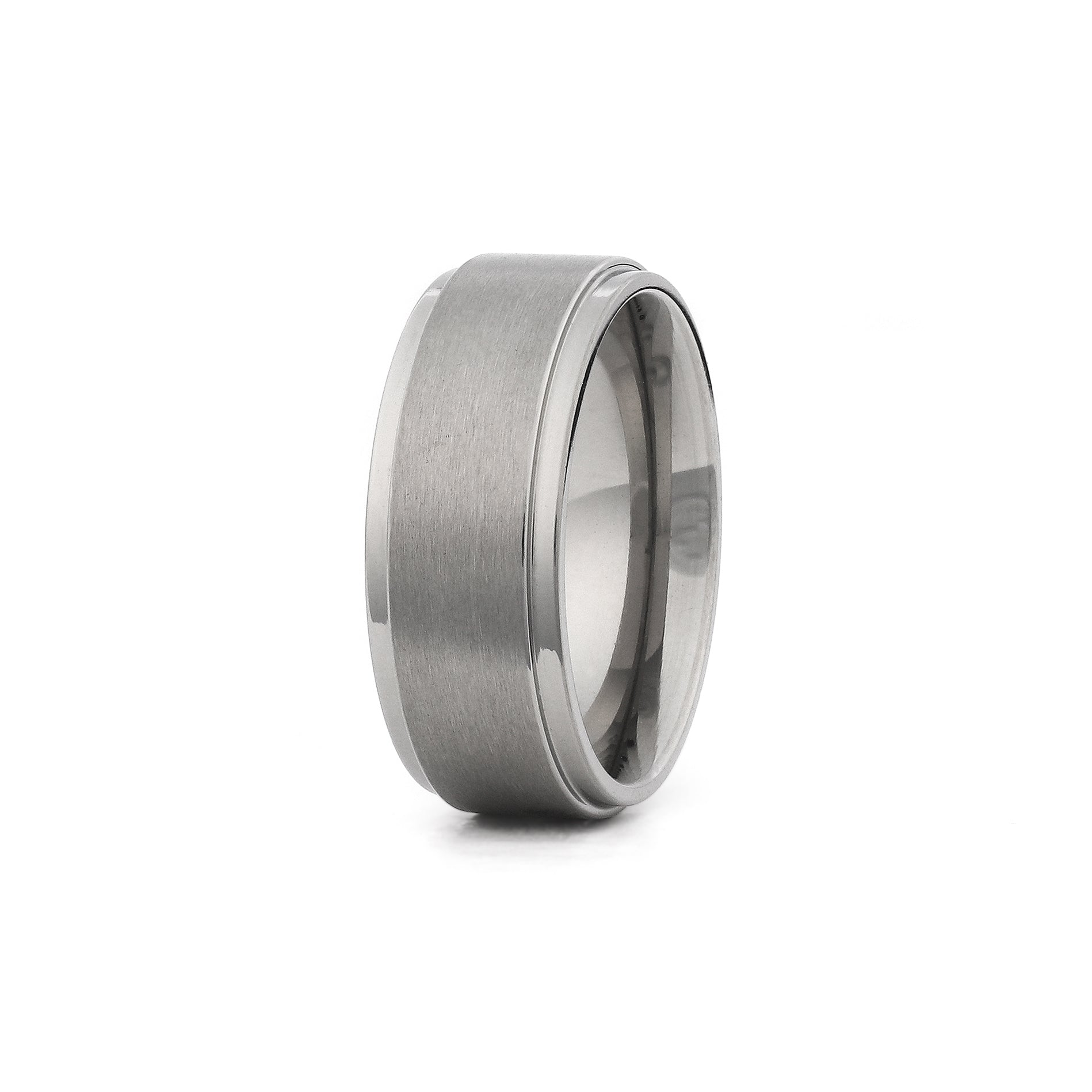 mens titanium ring polished edge brushed centre