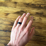 8mm Black Tungsten Ring With Blue Grooved Lines – Brushed Finish